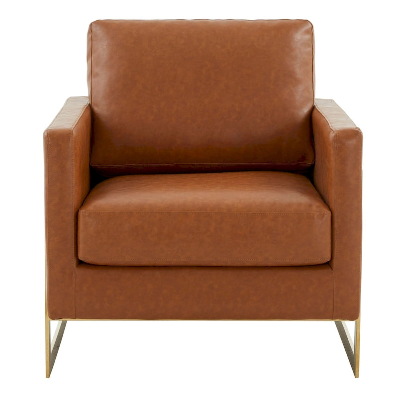 Lincoln Ledersessel mit goldenem Rahmen, moderner Einsitzer-Sofa für Wohnzimmer und Schlafzimmer