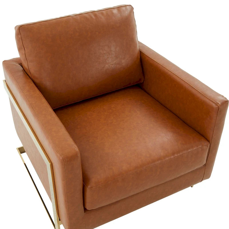 Lincoln Ledersessel mit goldenem Rahmen, moderner Einsitzer-Sofa für Wohnzimmer und Schlafzimmer