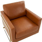 Lincoln Ledersessel mit goldenem Rahmen, moderner Einsitzer-Sofa für Wohnzimmer und Schlafzimmer