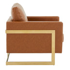 Lincoln Ledersessel mit goldenem Rahmen, moderner Einsitzer-Sofa für Wohnzimmer und Schlafzimmer