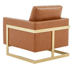 Lincoln Ledersessel mit goldenem Rahmen, moderner Einsitzer-Sofa für Wohnzimmer und Schlafzimmer