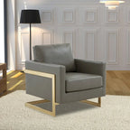 Lincoln Ledersessel mit goldenem Rahmen, moderner Einsitzer-Sofa für Wohnzimmer und Schlafzimmer