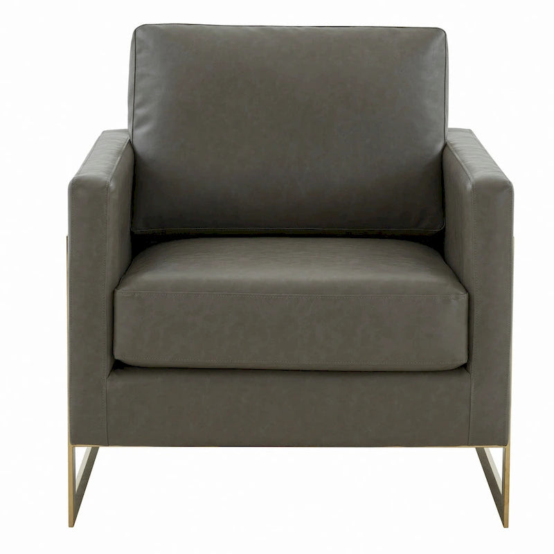 Lincoln Ledersessel mit goldenem Rahmen, moderner Einsitzer-Sofa für Wohnzimmer und Schlafzimmer