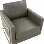 Lincoln Ledersessel mit goldenem Rahmen, moderner Einsitzer-Sofa für Wohnzimmer und Schlafzimmer