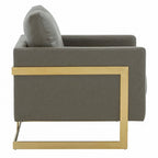 Lincoln Ledersessel mit goldenem Rahmen, moderner Einsitzer-Sofa für Wohnzimmer und Schlafzimmer