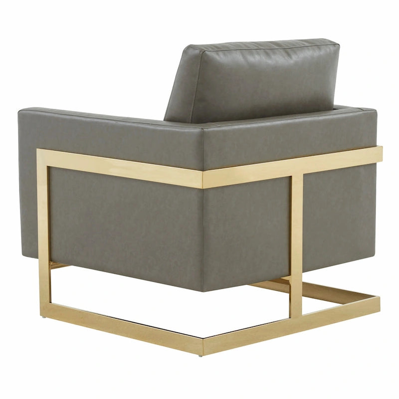 Lincoln Ledersessel mit goldenem Rahmen, moderner Einsitzer-Sofa für Wohnzimmer und Schlafzimmer