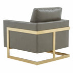 Lincoln Ledersessel mit goldenem Rahmen, moderner Einsitzer-Sofa für Wohnzimmer und Schlafzimmer