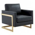 Lincoln Ledersessel mit goldenem Rahmen, moderner Einsitzer-Sofa für Wohnzimmer und Schlafzimmer