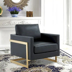 Lincoln Ledersessel mit goldenem Rahmen, moderner Einsitzer-Sofa für Wohnzimmer und Schlafzimmer
