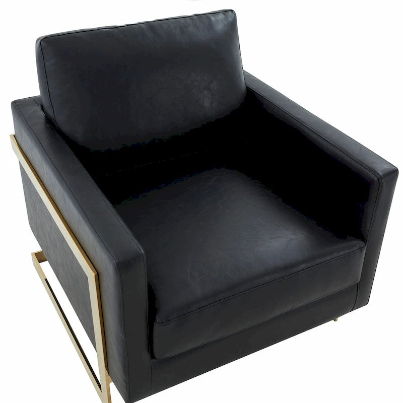 Lincoln Ledersessel mit goldenem Rahmen, moderner Einsitzer-Sofa für Wohnzimmer und Schlafzimmer