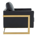 Lincoln Ledersessel mit goldenem Rahmen, moderner Einsitzer-Sofa für Wohnzimmer und Schlafzimmer