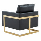 Lincoln Ledersessel mit goldenem Rahmen, moderner Einsitzer-Sofa für Wohnzimmer und Schlafzimmer