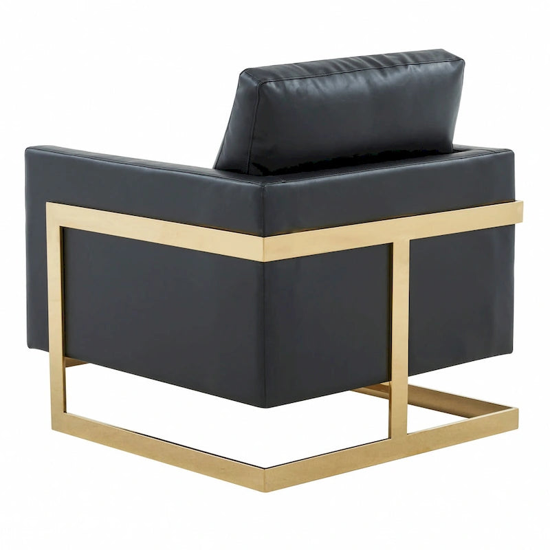 Lincoln Ledersessel mit goldenem Rahmen, moderner Einsitzer-Sofa für Wohnzimmer und Schlafzimmer