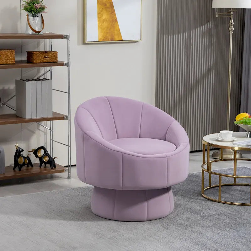 Sillón decorativo moderno tapizado de terciopelo de 28.75, giratorio 360°, con estructura de madera y cojín lumbar