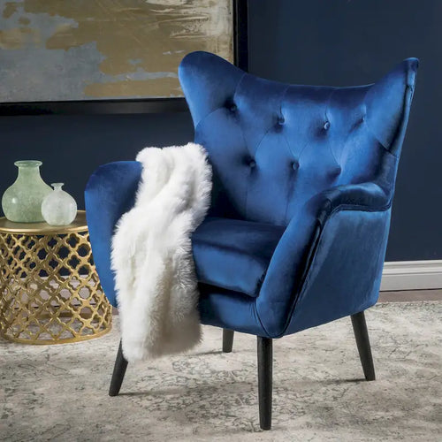 Sillón alado de terciopelo de 34.25 pulgadas