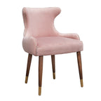 Poltrona d'accento moderna rosa 23 in poliestere, con gambe in legno massello di gomma, imbottita e con borchie decorative