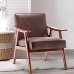 Dark Brown Modern 26 Accent Chair with Solid Wood Frame and Extra-Thick Backrest
