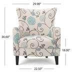Moderne retrofauteuil van 30.25 met hoge rugleuning, bekleding en houten poten voor de woonkamer