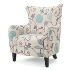 Moderne retrofauteuil van 30.25 met hoge rugleuning, bekleding en houten poten voor de woonkamer