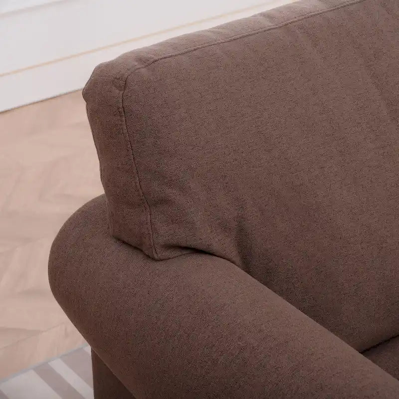 Poltrona d’accento moderna marrone da 37.4, imbottita, con struttura in legno massello e borchie, per soggiorno