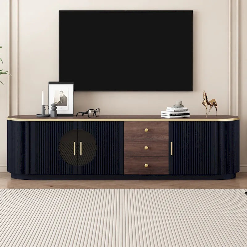 70.8-Zoll-TV-Schrank im modernen minimalistischen Stil für Fernseher bis zu 80 Zoll, Entertainment-Center mit 3 Schubladen und 1 Regal