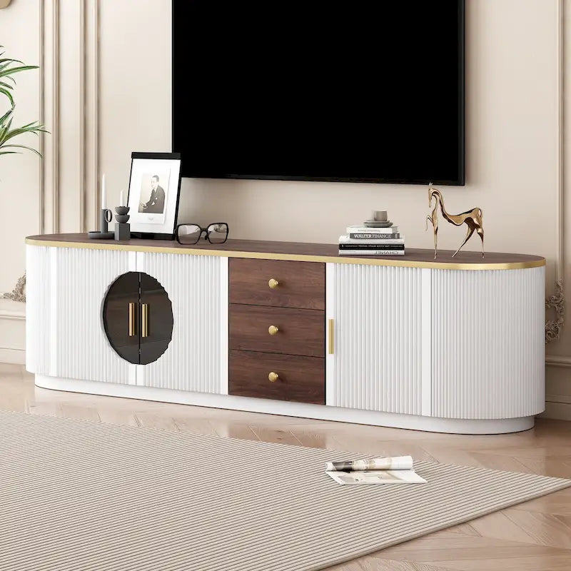 70.8-Zoll-TV-Schrank im modernen minimalistischen Stil für Fernseher bis zu 80 Zoll, Entertainment-Center mit 3 Schubladen und 1 Regal