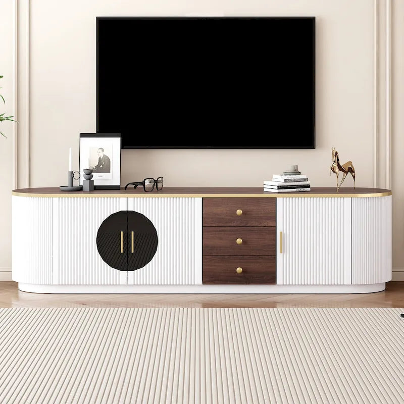 70.8-Zoll-TV-Schrank im modernen minimalistischen Stil für Fernseher bis zu 80 Zoll, Entertainment-Center mit 3 Schubladen und 1 Regal