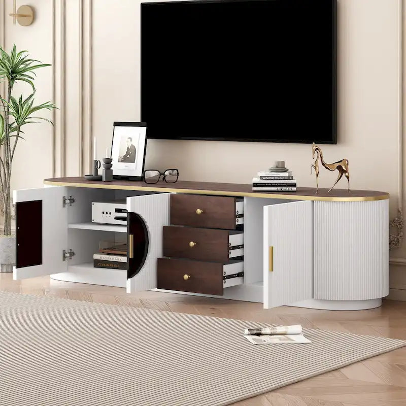 70.8-Zoll-TV-Schrank im modernen minimalistischen Stil für Fernseher bis zu 80 Zoll, Entertainment-Center mit 3 Schubladen und 1 Regal