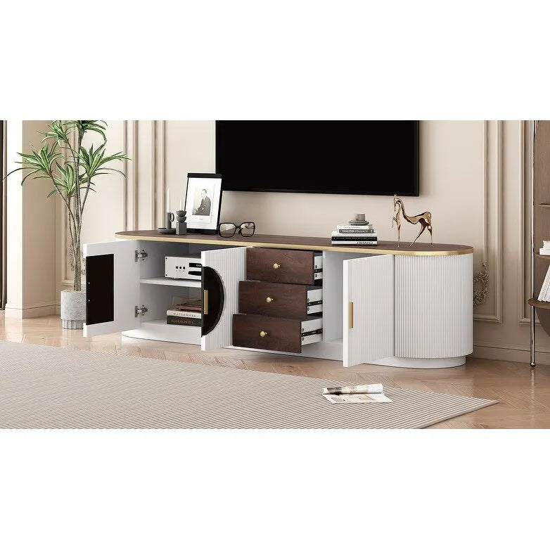 70.8-Zoll-TV-Schrank im modernen minimalistischen Stil für Fernseher bis zu 80 Zoll, Entertainment-Center mit 3 Schubladen und 1 Regal