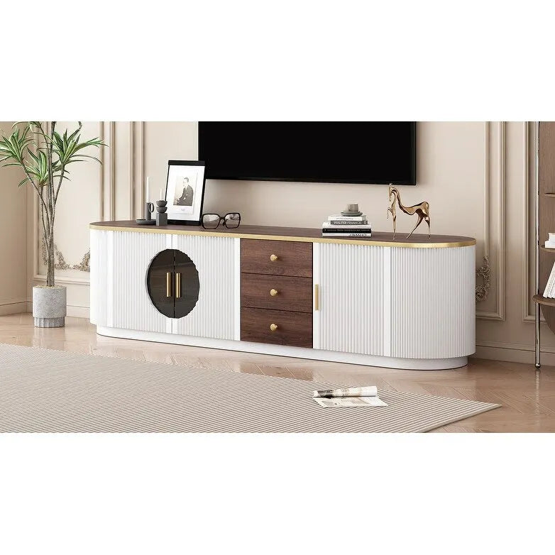 70.8-Zoll-TV-Schrank im modernen minimalistischen Stil für Fernseher bis zu 80 Zoll, Entertainment-Center mit 3 Schubladen und 1 Regal