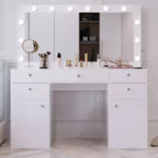 Georgina Lighted Crystal Knobs Makeup Vanity White - Boahaus
