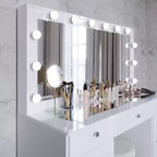 Georgina witte make-uptoilettafel met verlichte kristallen knoppen - Boahaus