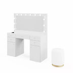 Georgina witte make-uptoilettafel met verlichte kristallen knoppen - Boahaus