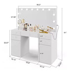 Georgina witte make-uptoilettafel met verlichte kristallen knoppen - Boahaus