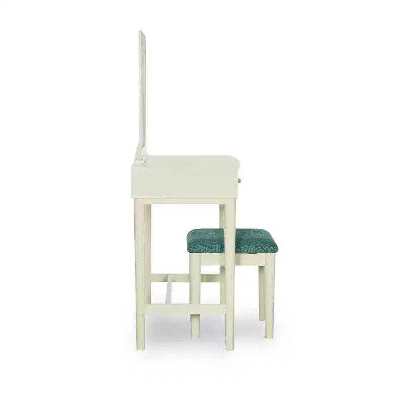 Garbo traditionelles Schminktisch-Set aus Holz mit gepolstertem Hocker und Spiegel – Linon: elegante Schlafzimmermöbel