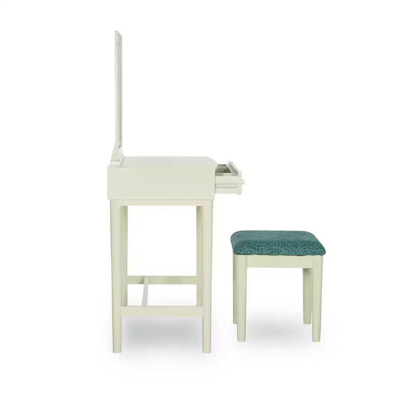 Garbo traditionelles Schminktisch-Set aus Holz mit gepolstertem Hocker und Spiegel – Linon: elegante Schlafzimmermöbel