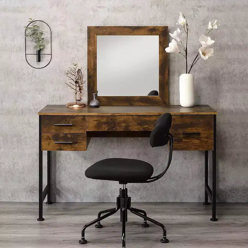 Acme Furniture Juvanth Schminktisch, Oberfläche in rustikaler Eiche/Schwarz