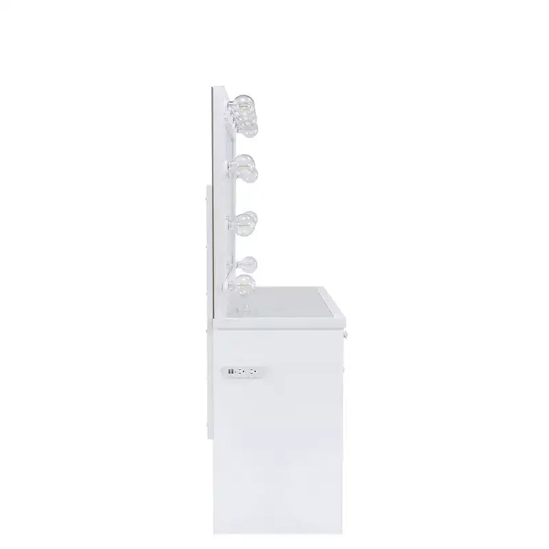 2pc Adeline Vanity Set White - Picket House Furnishings: Glam Dressing Table, Hollywood Mirror, Storage Outlet