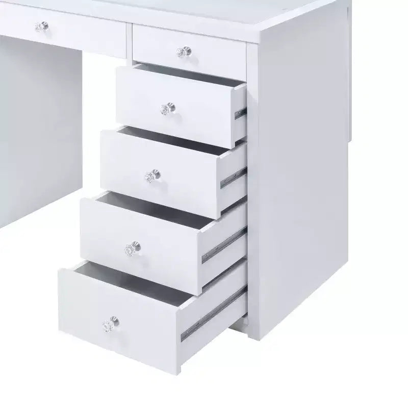 2pc Adeline Vanity Set White - Picket House Furnishings: Glam Dressing Table, Hollywood Mirror, Storage Outlet