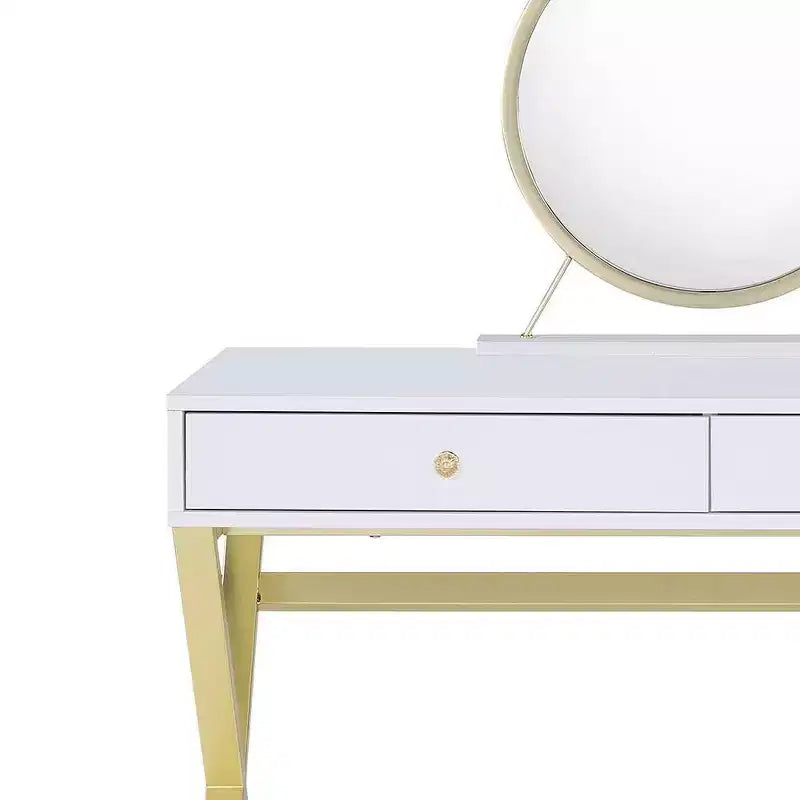 Acme Furniture Coleen Schminktisch, weiß/goldene Oberfläche