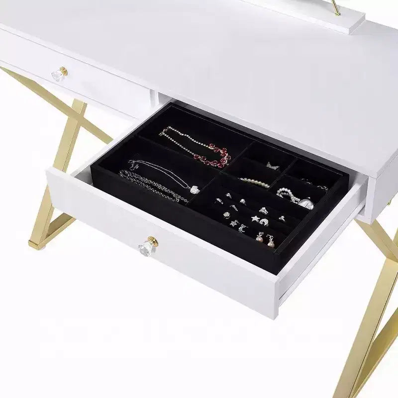 Acme Furniture Coleen Schminktisch, weiß/goldene Oberfläche