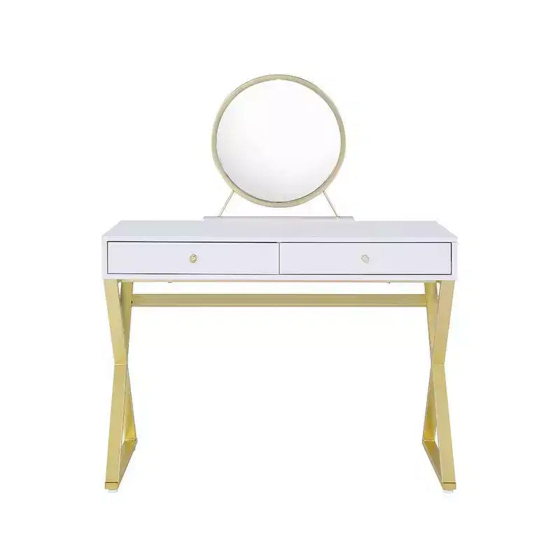 Acme Furniture Coleen Schminktisch, weiß/goldene Oberfläche