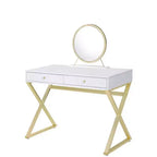 Acme Furniture Coleen Schminktisch, weiß/goldene Oberfläche