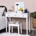 Costway Vanity Dressing Table Flip Top 7 Compartments Makeup Desk