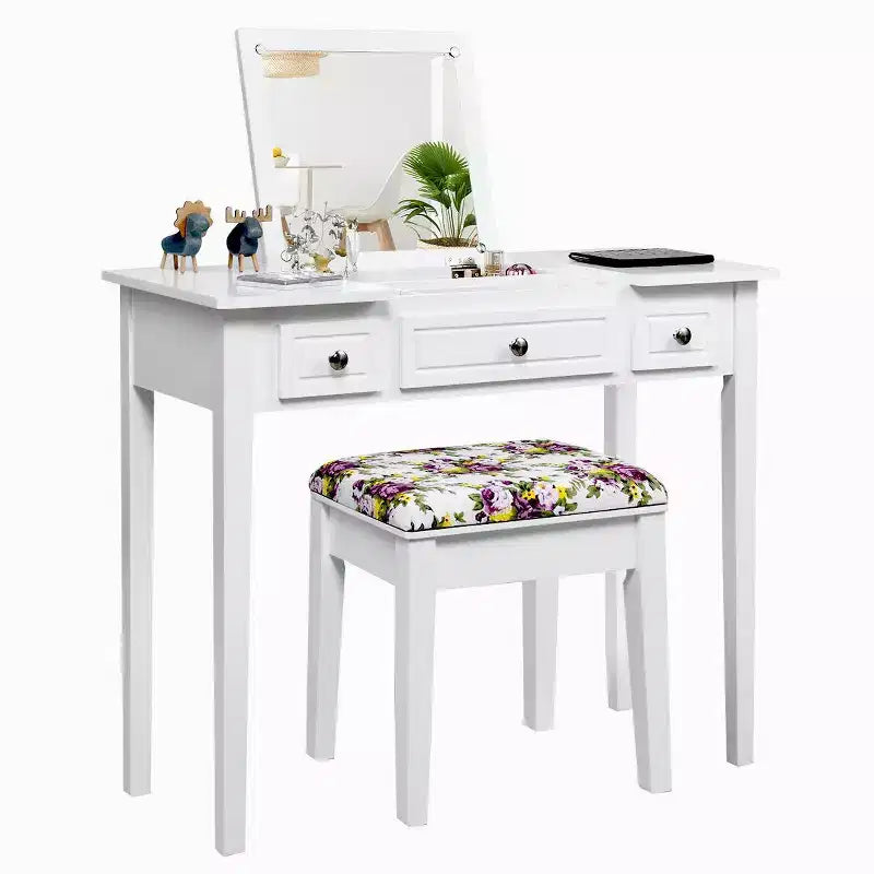 Costway Vanity Dressing Table Flip Top 7 Compartments Makeup Desk