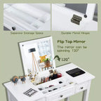 Costway Vanity Dressing Table Flip Top 7 Compartments Makeup Desk