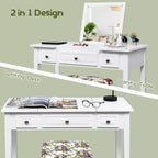Costway Vanity Dressing Table Flip Top 7 Compartments Makeup Desk
