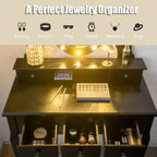 Costway Vanity Set Makeup Dressing Table w/5 Drawers 12 LED Bulb Black