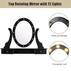 Costway Vanity Set Makeup Dressing Table w/5 Drawers 12 LED Bulb Black