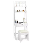 Costway make-upset, kaptafel met inklapbare spiegel, haken en planken